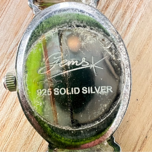 Gems 925 Sterling silver white pearl beaded bracelet dress watch NEW BATTERY - Picture 8 of 16